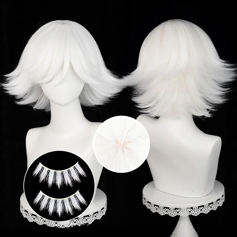 Mi Zu Ki Cosplay Wigs Short White Mizuki Cosplay Wig Heat Resistant Synthetic Hair Halloween Party Wig Hair