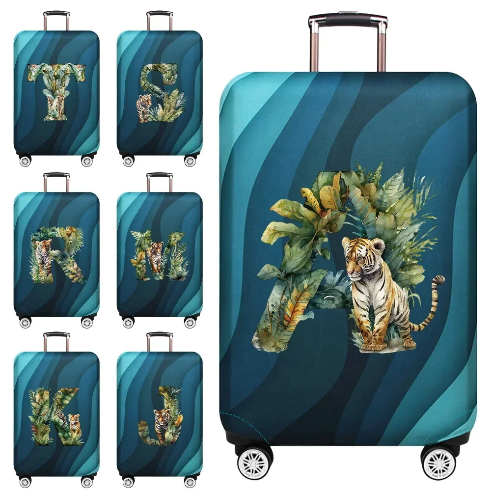 Simplicity Luggage Cover Travel Suitcase Cover Jungle Tiger Letter Series Dust-Proof Stretch Fabric for 18-32inch Baggage Case