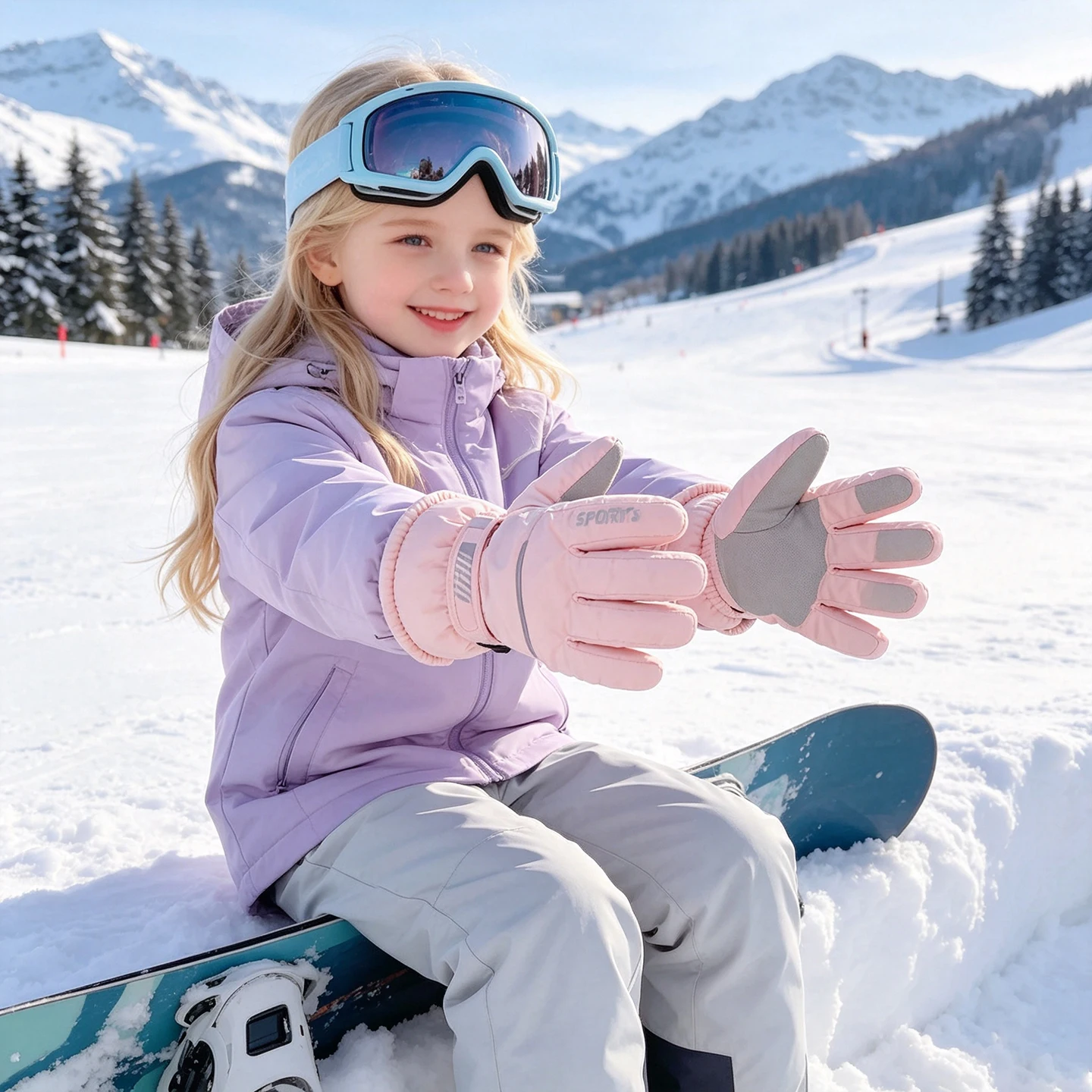 Winterhandschuhe für Kinder, wasserdicht, winddicht, für Mädchen und Jungen, mit dicker Fleece-Fütterung, Thermohandschuhe für Kinder, Outdoor-Schneehandschuhe für Sportaktivitäten. – Detail 8
