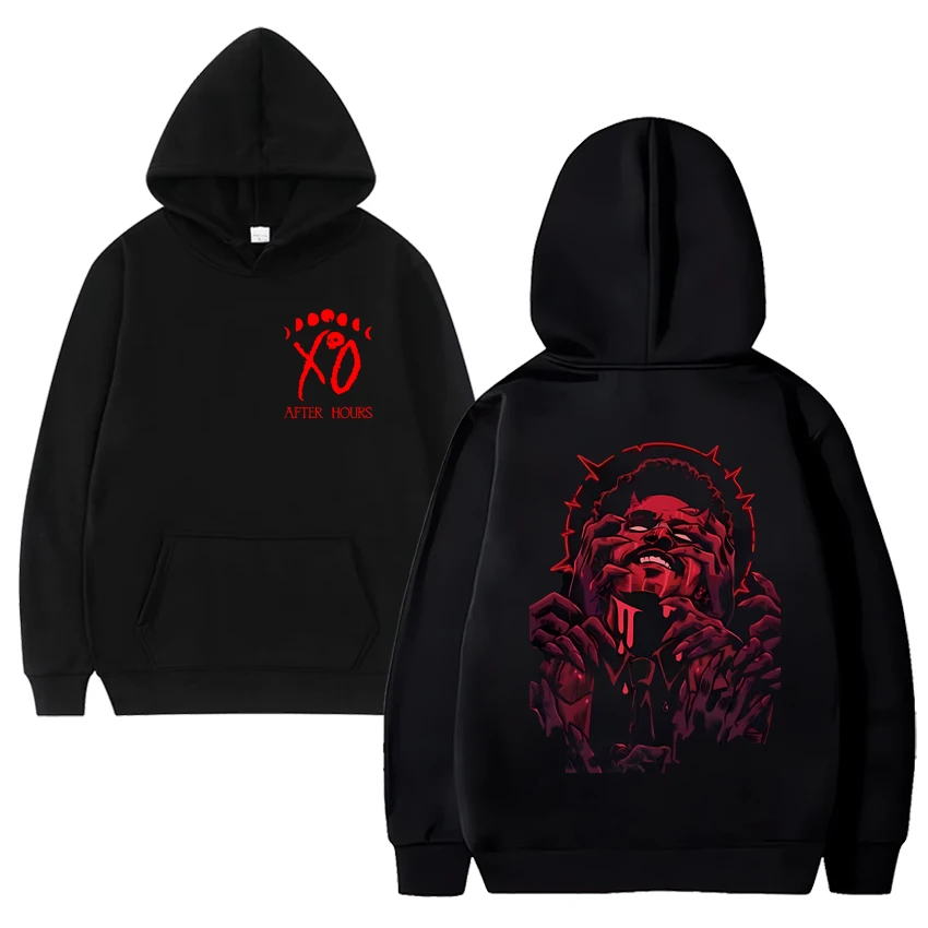 Sudadera con capucha negra The Weeknd X'0 Tour Death Gothic Graphics para hombres y mujeres, ropa de calle informal de hip hop, jerséis de lana Unisex de manga larga