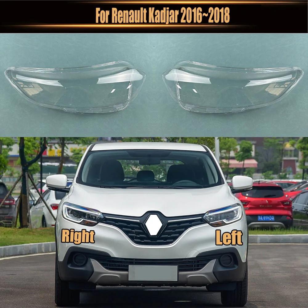 

For Renault Kadjar 2016~2018 Lamp Shade Front Headlamp Cover Transparent Lampshade Headlight Shell Masks Plexiglass