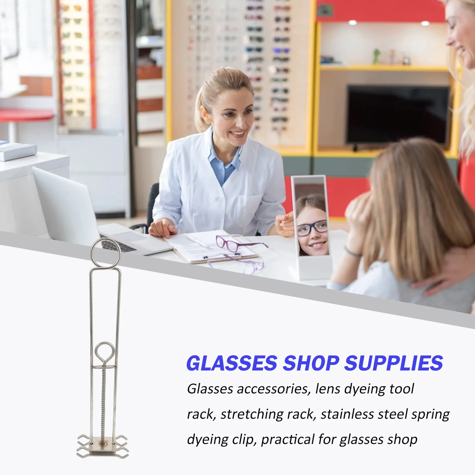 

Lens Dyeing Rack Stainless Steel Tinting Holder Glasses Shelf Clips Reusable DIY Craft Tool Spring Clamp Frame Fixing Stand