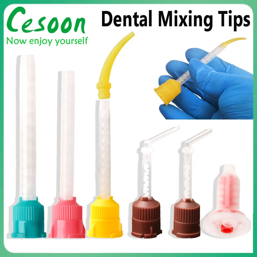 

50Pcs Dental Impression Mixing Tips Disposable Silicone Rubber Conveying Mixing Heads Color Tubes Dentistry Laboratory Material