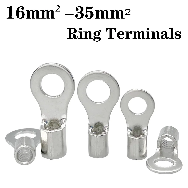 20-200PCS Non Insulated Crimp Connectors Pure Copper Ring Terminals Use For Cable 16-35mm² RNB22/38-5/6/8/10/12 Eyelet Connector