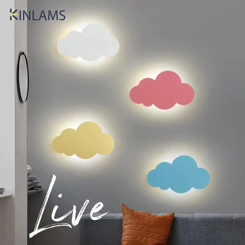 

Nordic Cartoon Cloud Wall Light Bedroom Bedside Modern Simple Boys Creative Wall Lamp Children's Room Decorations LED Lighting