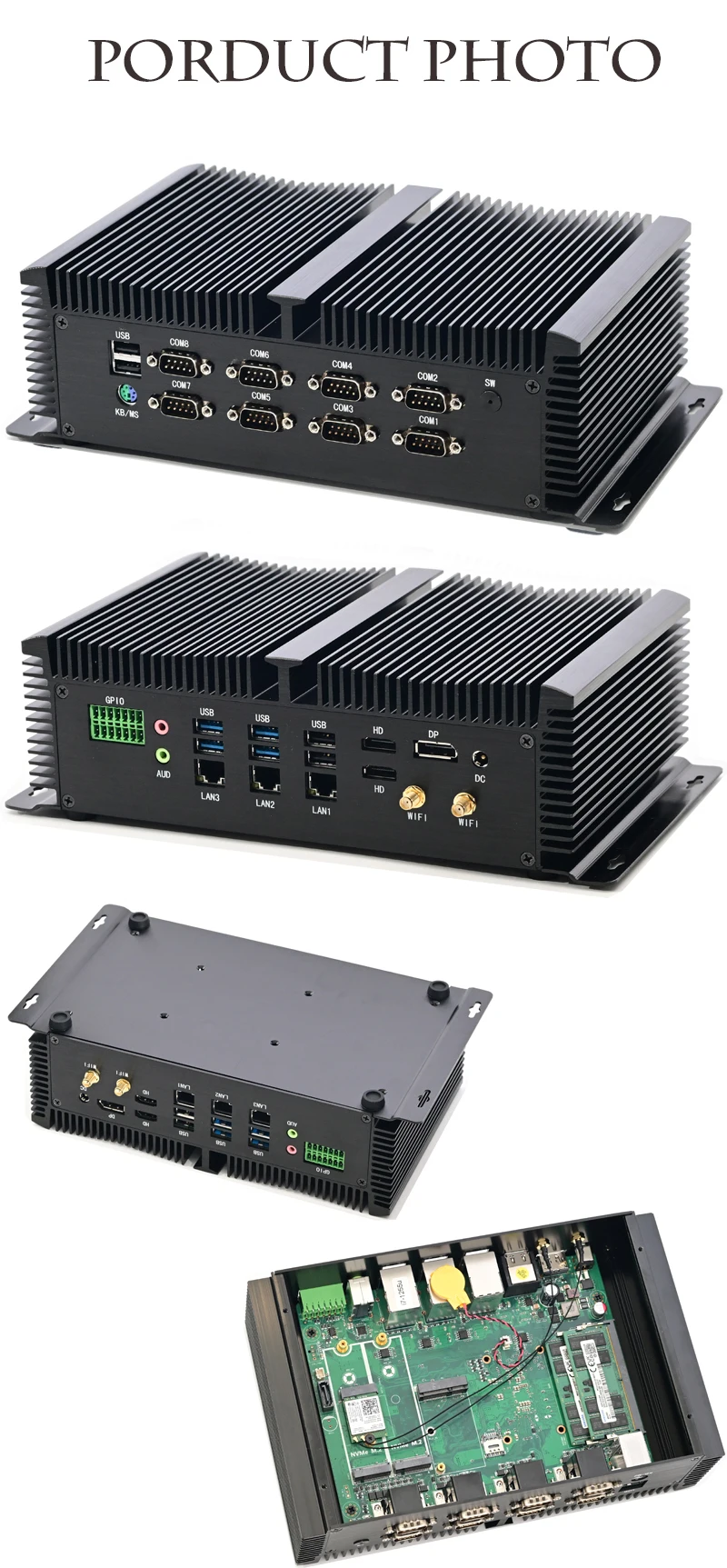13th Gen Industrial Computer I5-1335U/i7-1355U 8 COM 3*LAN 2*HDMI 1*DP RS232,422,485 USB WIFI Industrial PC