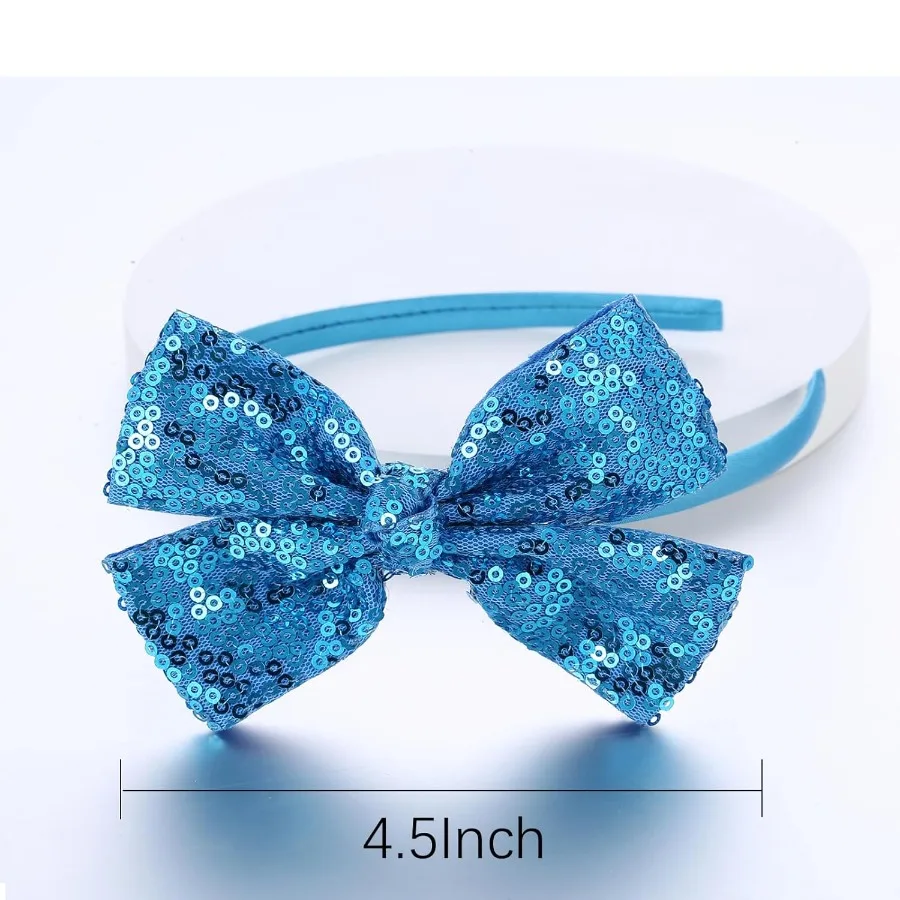 عصابة رأس على شكل فيونكة شعر من الترتر اللامع للفتيات والأطفال الصغار - إكسسوار شعر أنيق لطيف على طراز بوتيك للارتداء اليومي ووقت اللعب #5