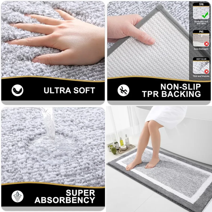 

Bathroom Runner Rugs 44x24, Extra Soft and Absorbent Microfiber Bath Rugs, Non-Slip, Machine Washable, Quick Dry Shaggy Bath Ca
