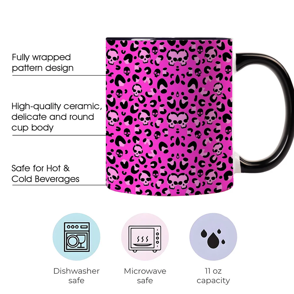 1pc a for halloween-Themed Ceramic Mug Featuring a Spooky Leopard Print, an Excellent Gift for Halloween Enthusiasts And Friends, Suitable for Both for home And Office, Perfect Festive Drinkware for Halloween Festivities