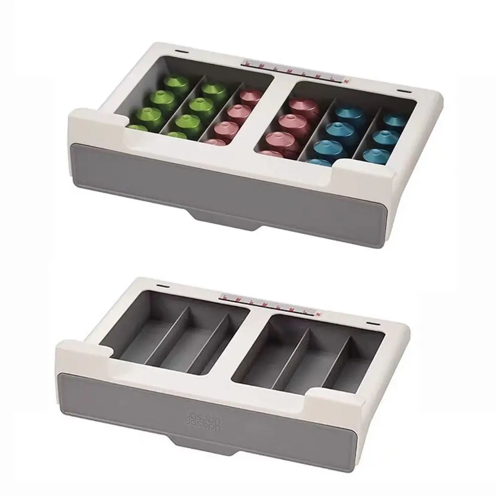 

Plastic Coffee Capsule Holder Punch-free Drawer Style Tea Bag Storage Racks Large Capacity Space Saving Coffee Pod Holder