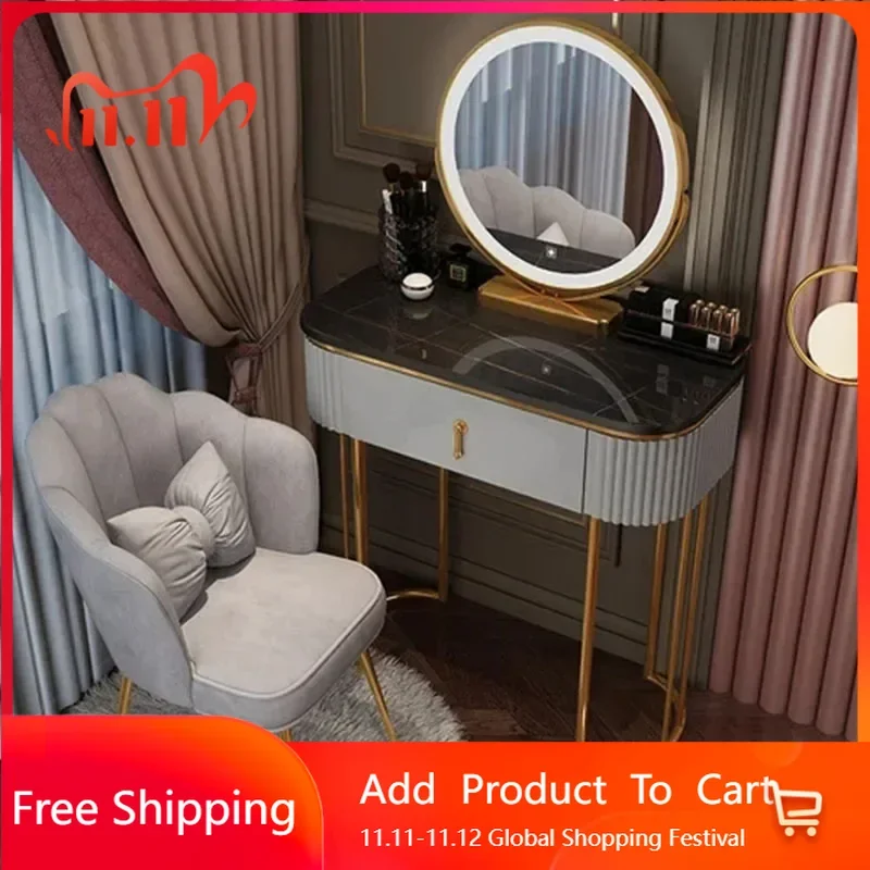 

Ornaments Princess Vanity Table Mirrors Women Comfortable Container Dressers Luxury Nordic Schminktisch Furniture Decoration