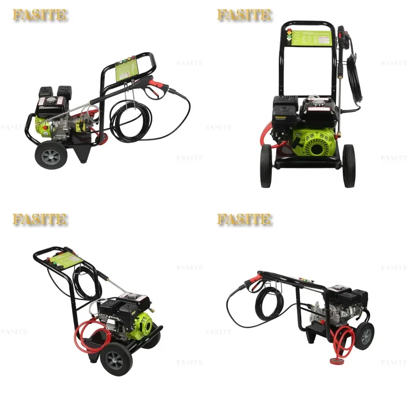 For Type B 10 Inch Large Wheel 7.5HP 150bar High Pressure Cleaner Fluorescent Apple Green Hand Pushed Road Cleaning