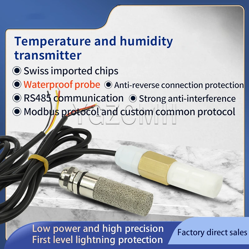 Digital Temperature Humidity Sensor Waterproof Probe PE/metal RS485 MODBUS Anti-reverse Connection Temperature Collection