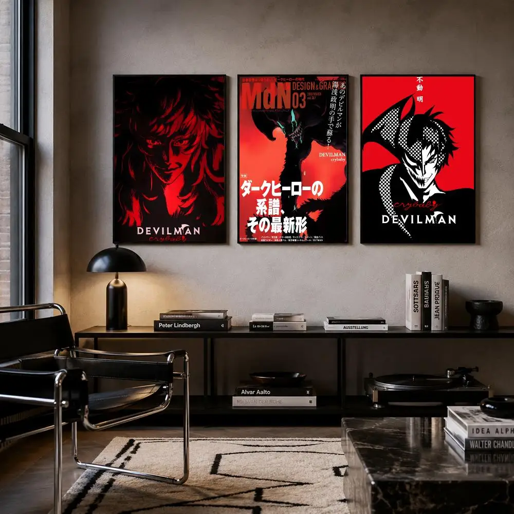 Anime Devilman Crybaby Poster Self-adhesive Art Waterproof Paper Sticker Coffee House Bar Room Wall Decor