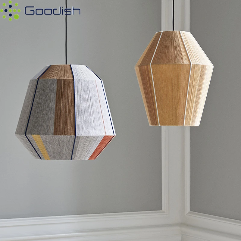 Janpanese Wabi-sabi Wicker Ratten Colourful Hemp Rope LED Pendant Lights Art Creative Lamps for Hall Home Decoration Chandelier