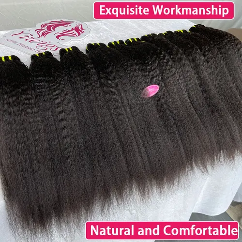 Imagen 2 del producto 30 pulgadas indio virgen sin procesar 100% cabello humano 15A paquetes rectos y rizados Yaki recto doble trama cabello trenzado a granel