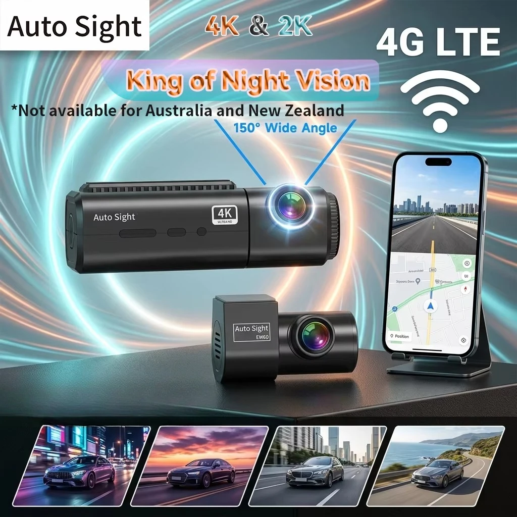 Auto Sight Wholesale Dual Lens 4K Dash Cam Front/Rear Monitoring Parking Protection WiFi GPS Night Vision Loop Recording 12-24V