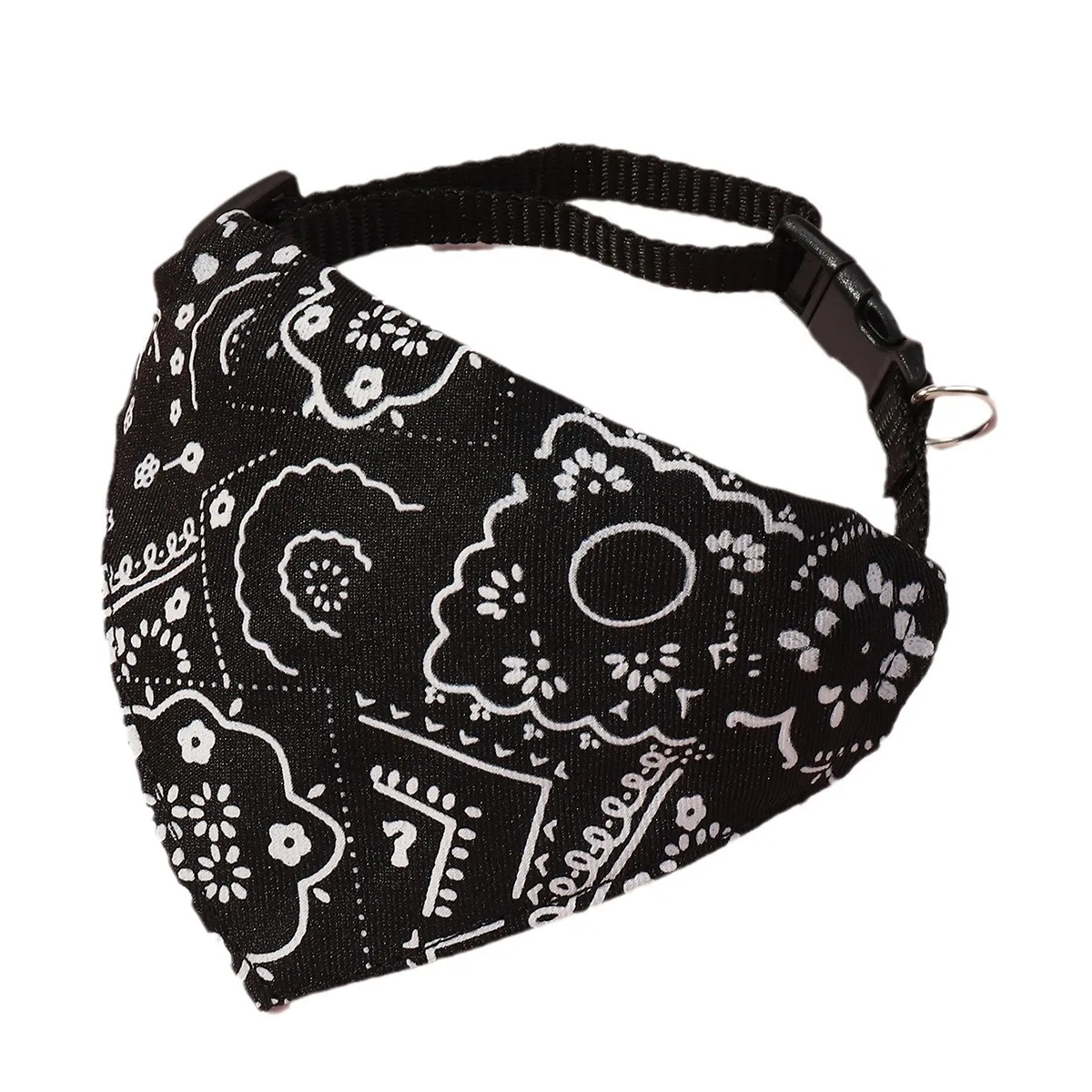 Bandana à motif aléatoire pour animaux de compagnie, forme triangulaire réglable, écharpe pour chien, chiot, chat, collier de chien, bavoirs, document rose, 1 pièce