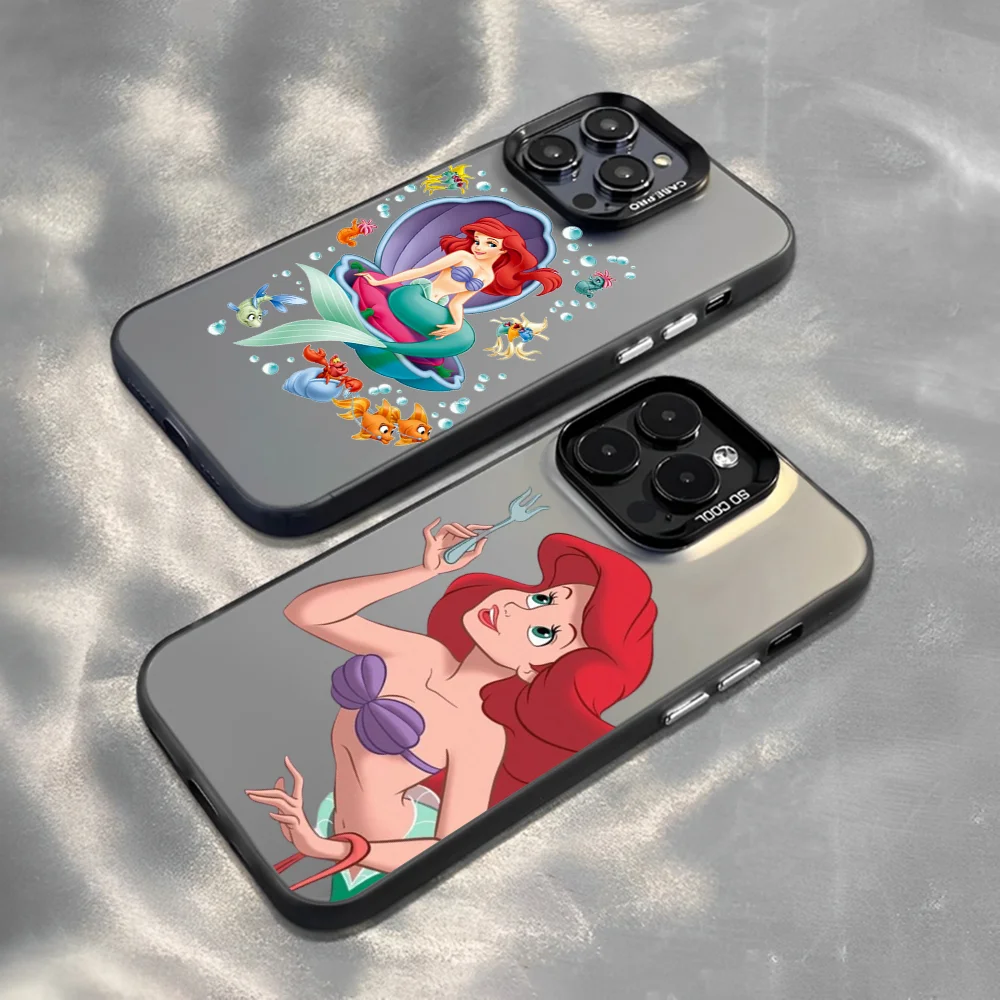 Cute Ariel The M-Mermaid Phone Case Phone Case For IPhone 16 15Plus 14 13 12mini 11Pro Max Candy Matte Shockproof Back Cover