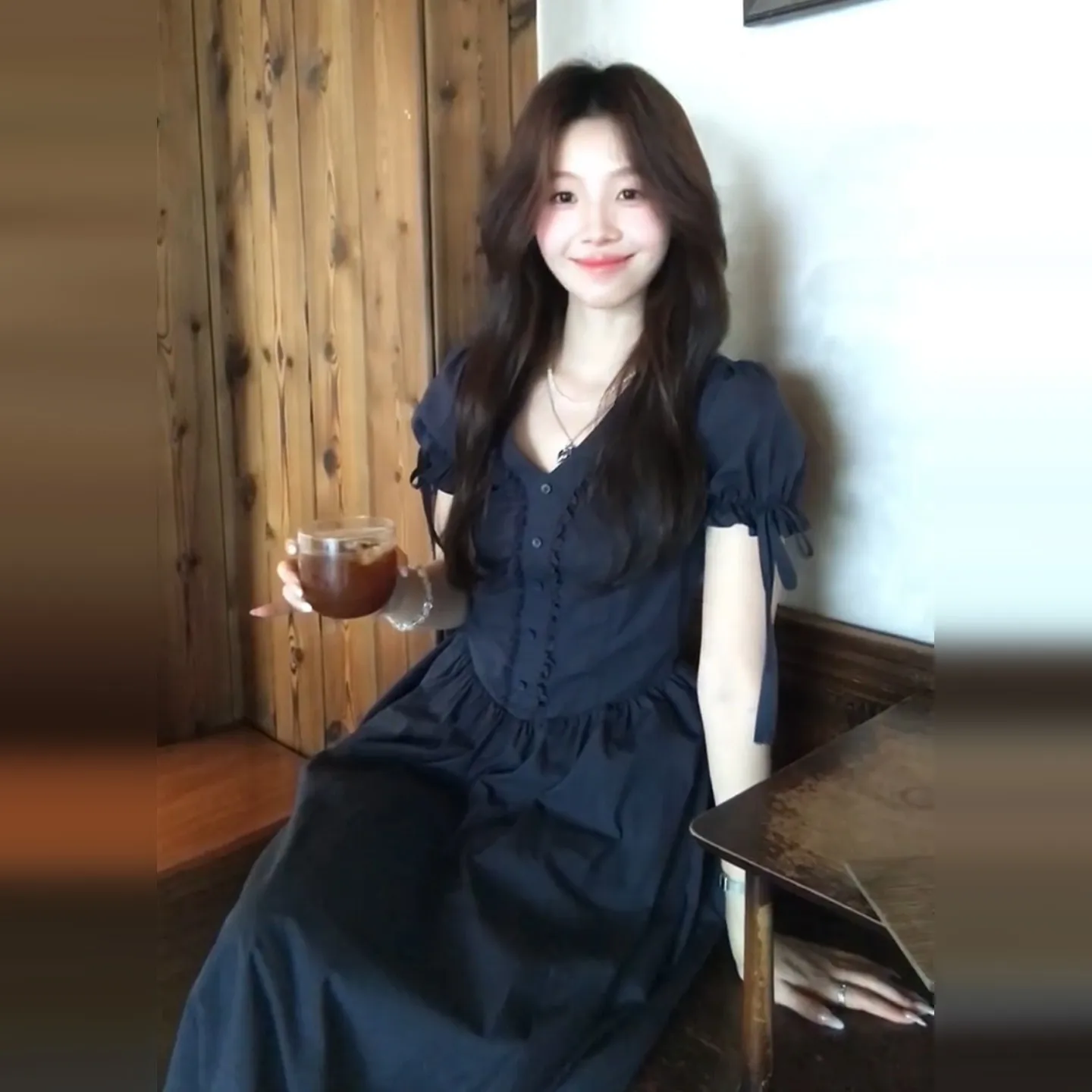 Vestidos de manga curta feminino ajuste apertado outono veludo bezerro lapela bordas em camadas regular rural all-match literário simples