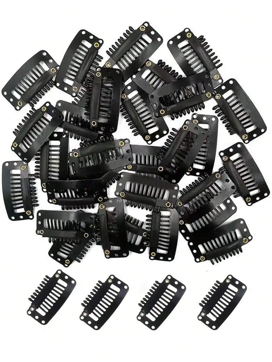

40pcs U-Shaped Metal Clips Suitable For Hair Extensions, DIY Snap Clips For Wigs With Rubber, Black, Claw Clips, Hair Claws, Hair Slide, Hair Barrettes, Hair Accessories, Hair Piece, Head Accessories, Hairpin