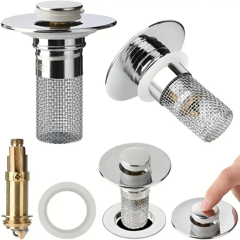 

Anti-Clog Bathroom Drain Hair Catcher - Durable Stainless Steel Sink Stopper for Easy Cleaning