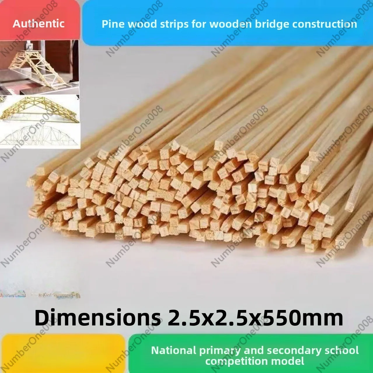 2.5x2.5x550mm Balsa Wood Strips for Bridge Building Kit Model Construction Competition STEM Education Material