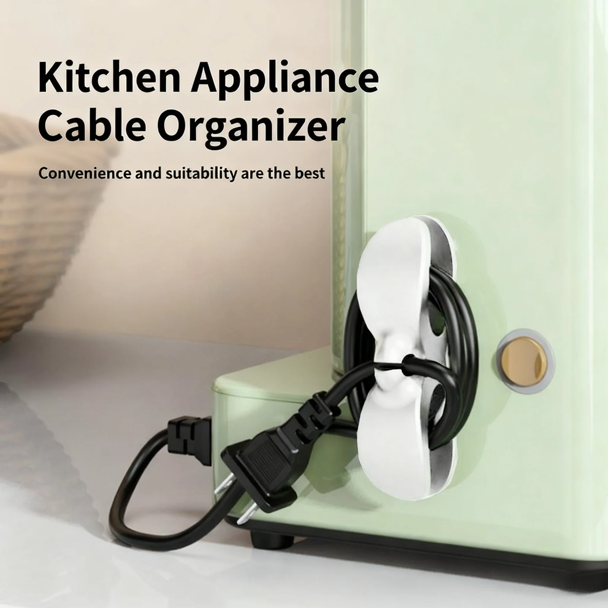 Multi-Function Cable Organizer - Power Cord Clamp for Kitchen Appliances, Data Cable Winder, Wall-Mounted Plug Holder