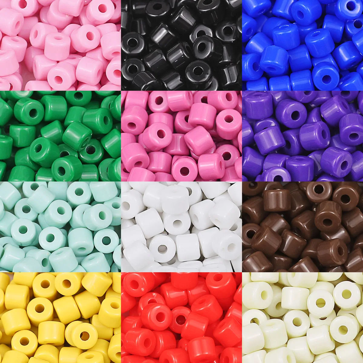100/200pcs 6x6mm Acrylic Tube Beads Spacer Loose Bead for Necklace Bracelet Earrings Findings DIY Jewelry Making Accessories