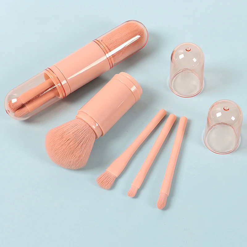 4 in1 Reise Make-up Pinsel Set einziehbare Kabuki Pinsel und 3 kleine Pinsel für das Auge mit weichen kleinen tragbaren für Touchup