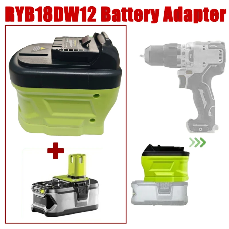 

Совместим с литиевыми батареями DW 12 В, электроинструменты для литиевых батарей Ryobi 18 В, адаптер адаптера RYB18DW12, преобразователь