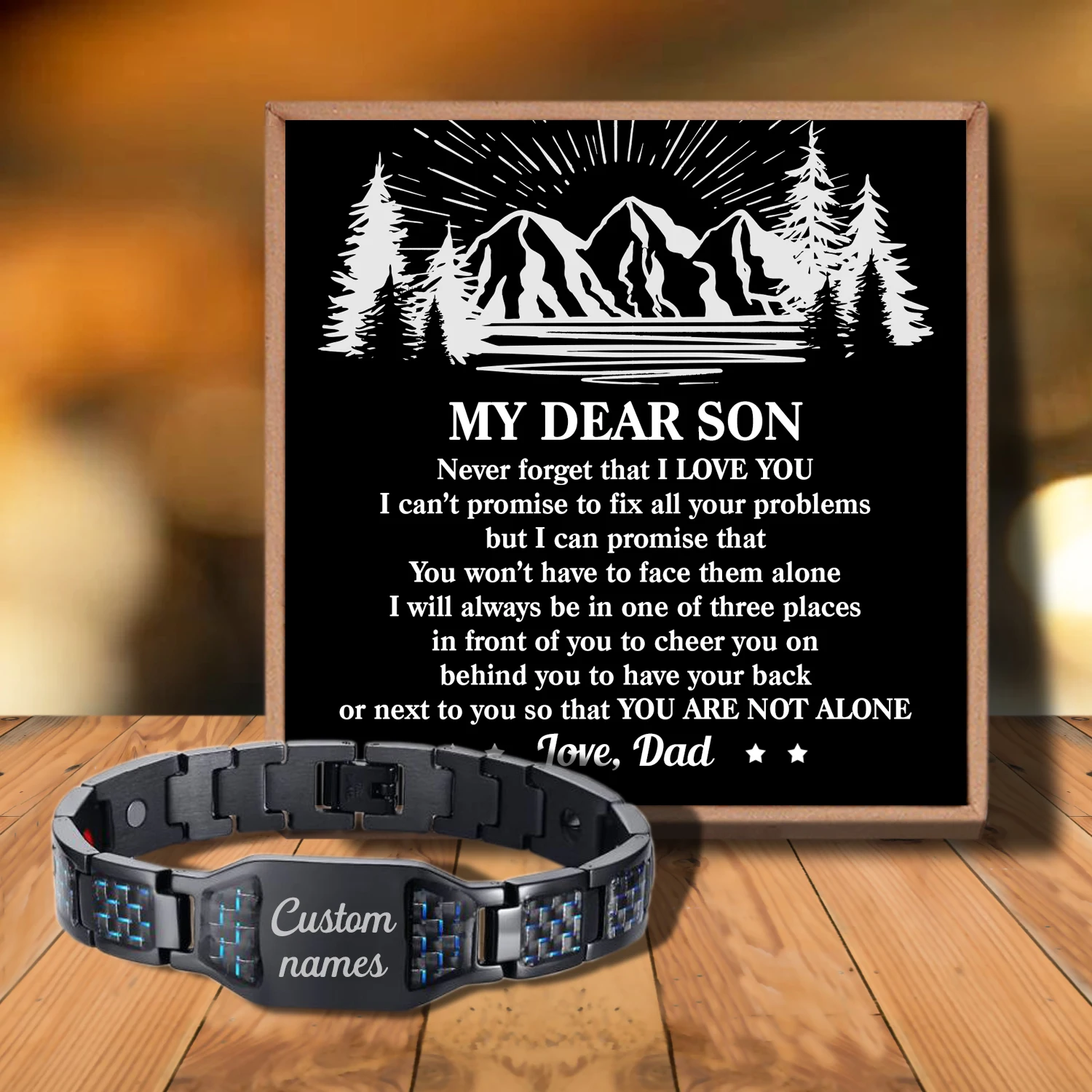 

Sac3032 To Our Son We Closed Our Eyes For from Love Mom Dad Customizable Message Card Bracelet for Birthday Anniversary Holiday