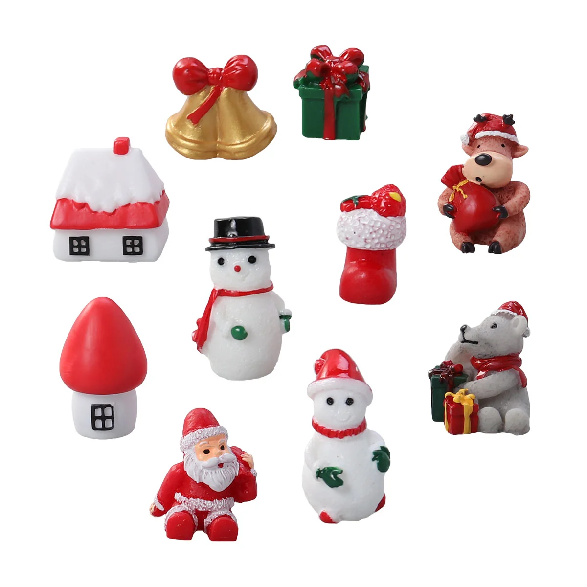 

10 Pcs Mini Santa Snowman Ornaments Microlandschaft Household Christmas Decorations