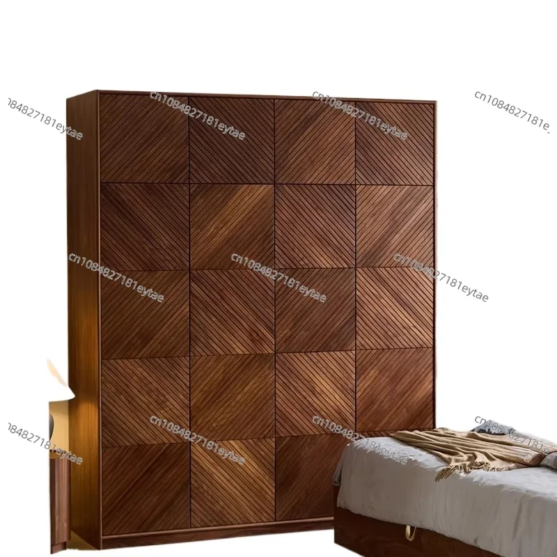 Custom Black Walnut Double Door Wardrobe for Small Apartment Hands Free