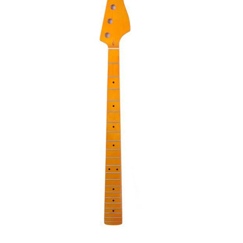 21 Frets Maple Yellow Color Glossy Electric Bass Guitar Neck Fingerboard Nut Width 38mm Musical Instruments Accessories