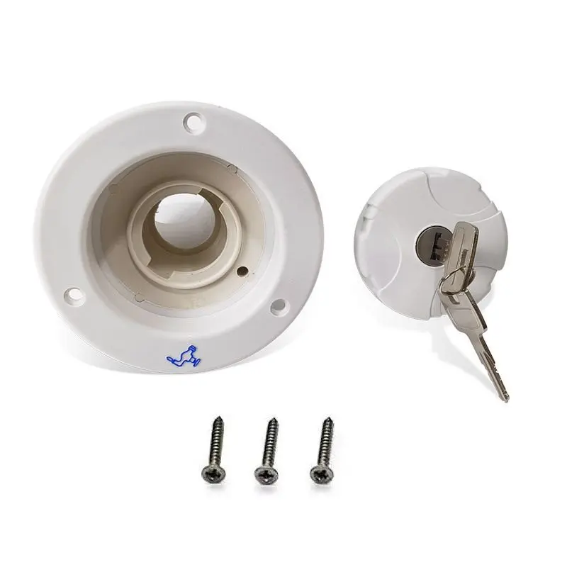 غطاء فوهة الماء RV plus، ملحقات معدلة، الجاذبية بالإضافة إلى الماء، غطاء مياه مستدير مع مفتاح.