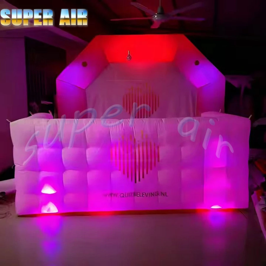 Maravilhoso quiosque inflável personalizado, bela barraca de bar inflável com iluminação led colorida para aluguel