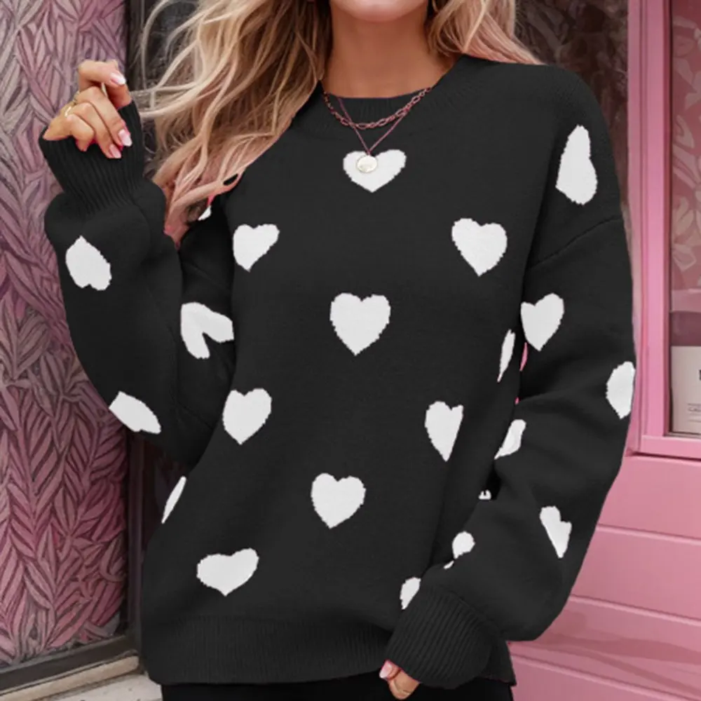 

Женский трикотаж большого размера, пуловер с узором «любовь», зимний свитер в европейском и американском стиле на День святого Валентина