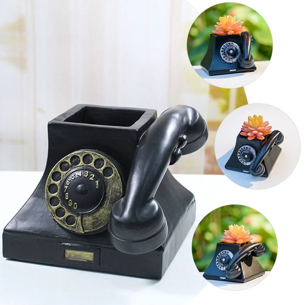 

1pc Telephone Shaped Flowerpot Creative Resin Succulent Planter Indoor Garden Decor Bonsai Container Flower Pot For Home Office