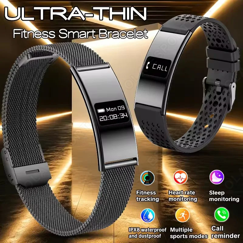 Neues Herren-Sport-Smart-Armband Herzfrequenz-Fitness-Tracker IPX8 Wasserdichtes Smart-Band Schrittzähler Anruf-Erinnerung Smartwatches für Damen
