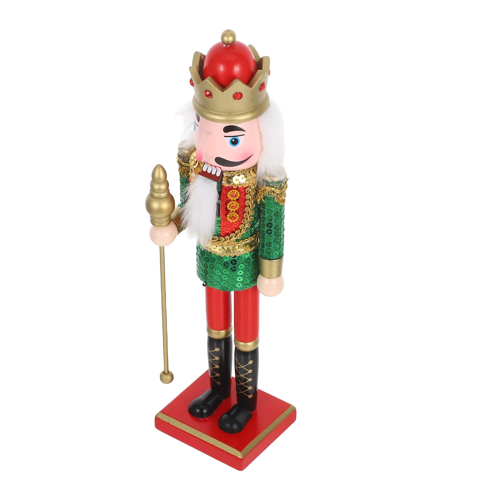 

38Cm Wooden Nutcracker Decoration Christmas Soldier Figure Holiday Table Centerpiece Xmas Tree Ornament Desktop Decor Festive