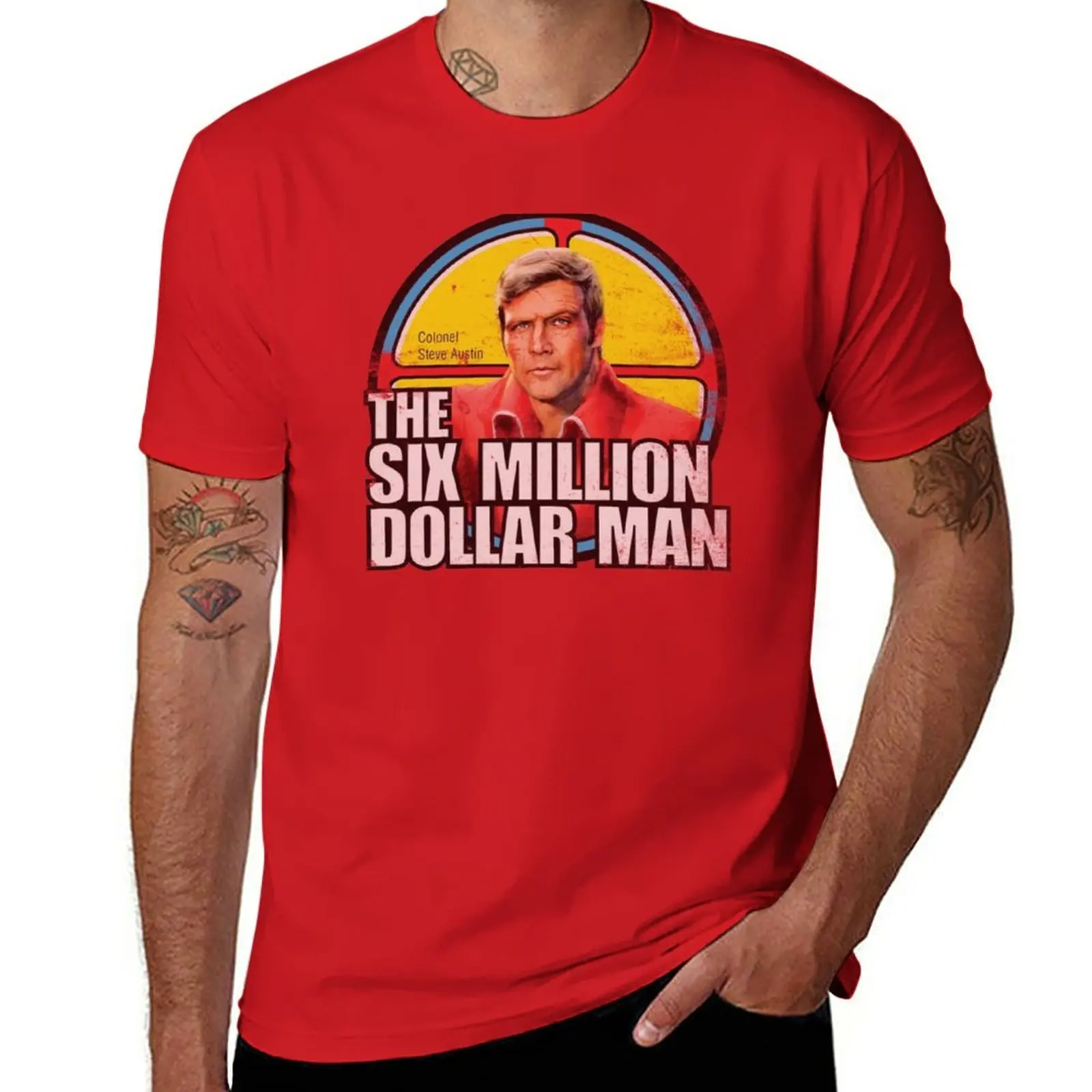 

New Vintage Retro Six Million Dollar Man T-Shirt sports fan t-shirts T-shirt short summer clothes mens workout shirts