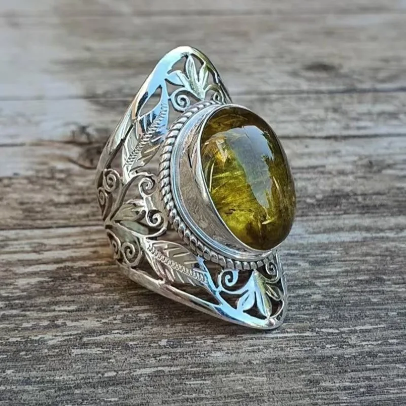 Wholesale of new personalized retro court turquoise cracked eco-friendly alloy ring rings