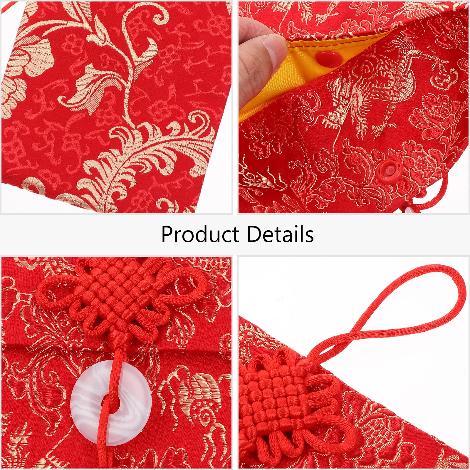 

2Pcs Spring Festival Red Packets Premium Brocade Envelope with Gold Accents Lucky Money Storage Bag for Holidays Family
