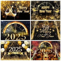 Christmas New Year Backdrop for Photography 2025 Balloons Fireworks Champagne Party Photography Background Photo Studio Decor