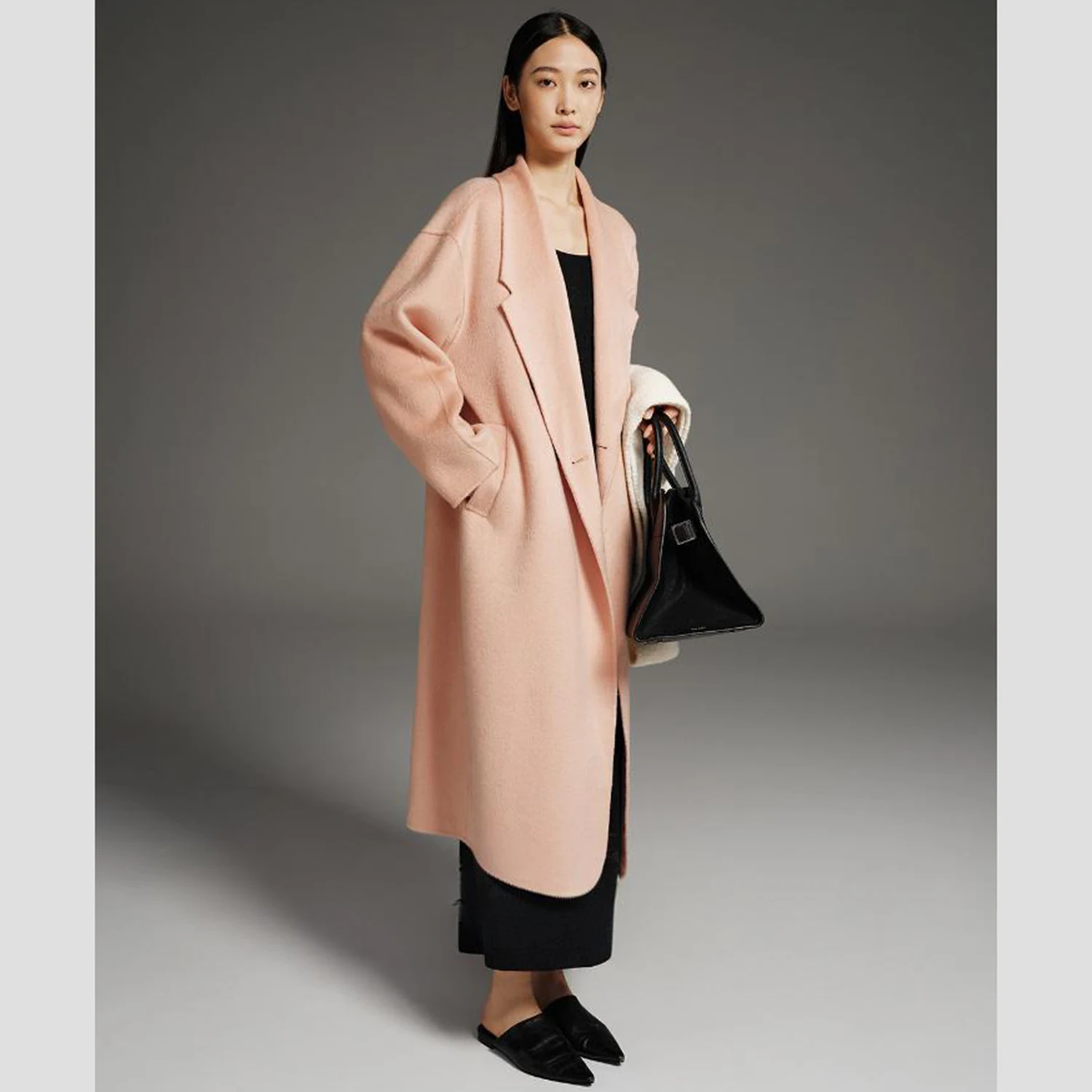 

Allingentle Women Long Blazer Classic Double-Breasted Blazer Loose Fit Jacket Fashion Daily Outfits Customize