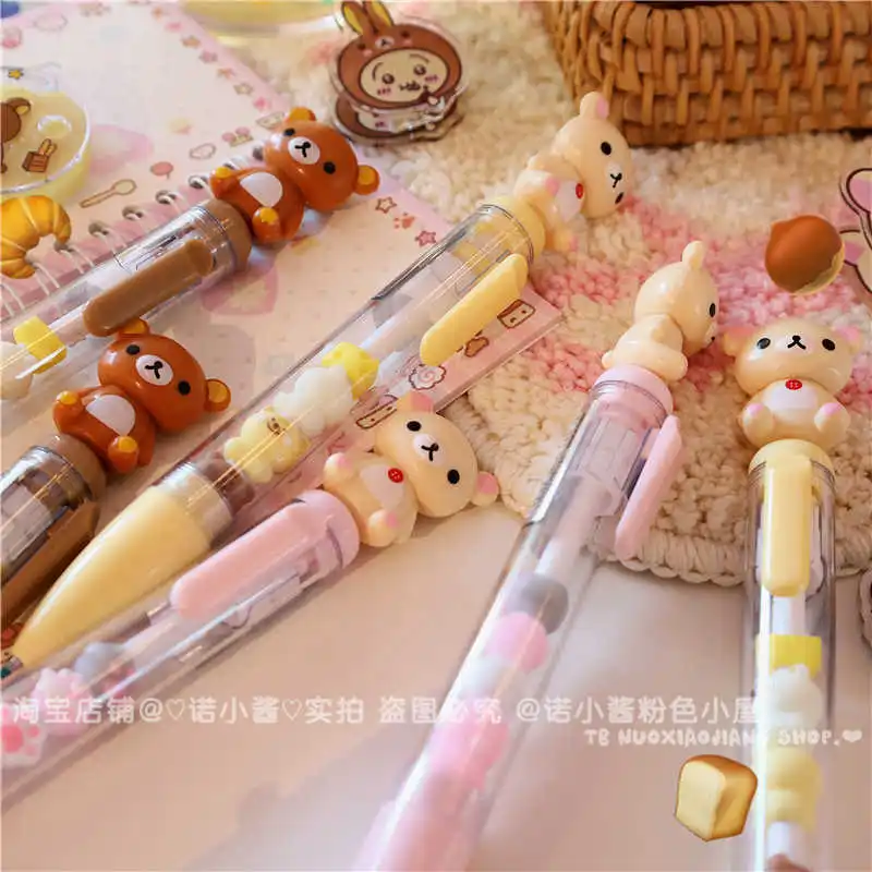 جديد 2025 سيخ Rilakkuma Kawaii الغراء دمية 0.5 مللي متر الصحافة قلم محايد اللون الكرتون اليابانية فتاة طالب عالية القيمة القلم الهدايا المدرسية