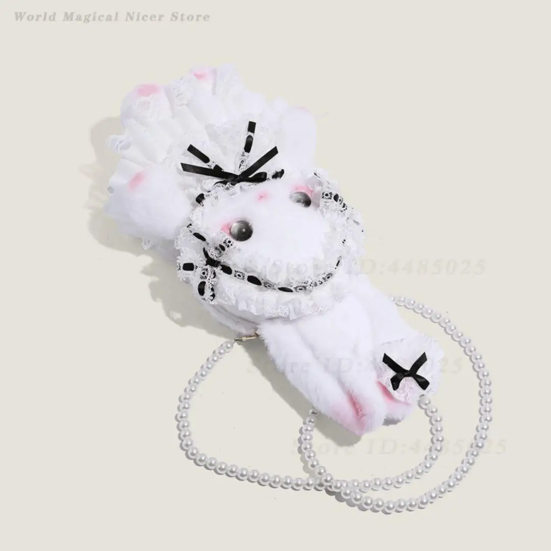 Girls New Cute Lolita Rabbit Doll Crossbody Backpack Cartoon Fluffy Shoulder Bag Sweet Fashion Accessory Versatile