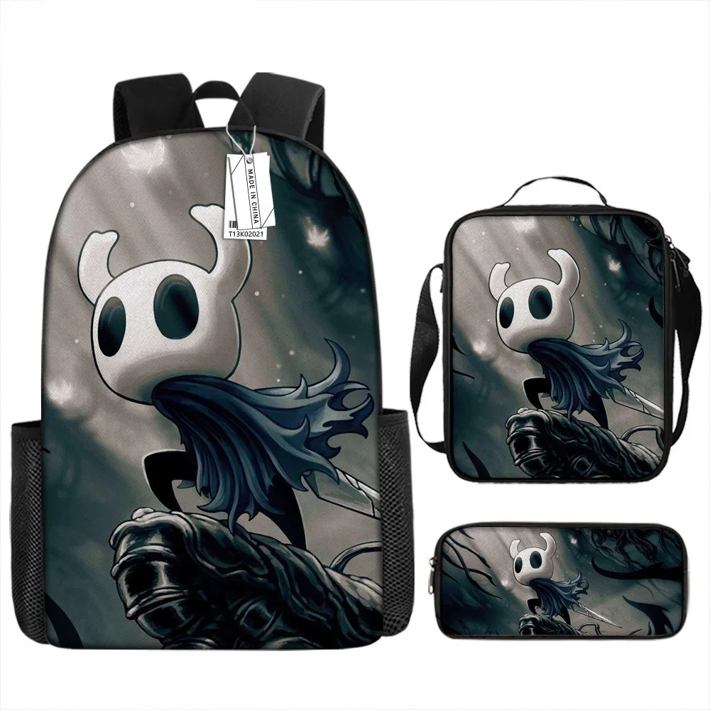 

Luxury Popular Funny Novelty Hollow Knight 3D Printed 3pcs/Set pupil School Bags Laptop Daypack Backpack Lunch bag Pencil Case