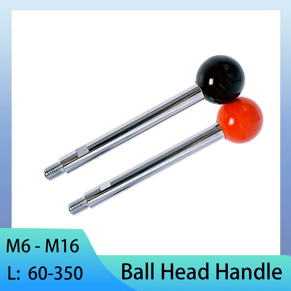 1Pcs Black Ball Head Handle M6 M8 M10 M12 M16 Double Headed Tooth Screw Fixed Type Machine Tool Spherical Knob Handle L=60-350mm